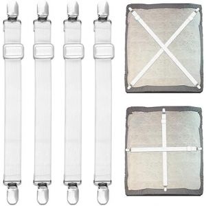 Lot De 4 Pinces Pour Draps De Lit, Sangles Réglables De 55 À 250 Cm, Attaches Élastiques Améliorées Pour La Literie, Pinces Pour Draps-Housses Pour Maintenir Vos Draps En Place. - Neuf
