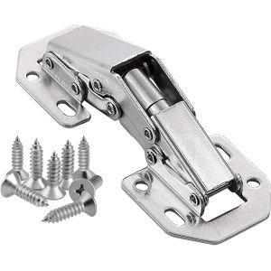 Lot de 8 Charnière Porte Placard en Inox, 105 x 44mm Charnière Invisible Meubles Porte Coin 90 Degrés avec 64 Vis - Neuf