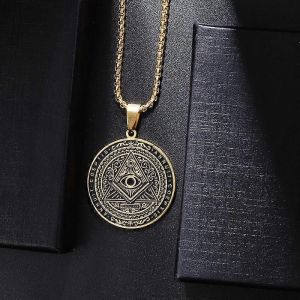 Pendentif Classique Oeil D'horus Oeil De Dieu Collier En Acier Inoxydable Pour Hommes Personnalit&eacute; Punk Tendance Bijoux Cadeau - Neuf