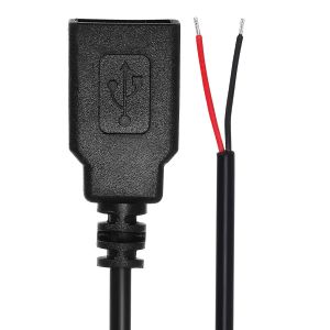 ERSAN-Lot de 2 câbles dénudés USB A 2.0 femelle de 0,3 m, 22 AWG 12 V 3 A, prise USB A vers 2 broches à extrémité ouverte pour bricolage, souris, clavier, ventilateur, équipement de - Neuf