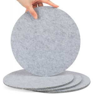 Tianyi-Lot De 4 Grands Dessous De Verre En Feutre Pour Casseroles, Verres, Vases Et Bols U2013 Protection De Table En Feutre Robuste (Rond Ø 25 Cm/Gris Clair) - Neuf