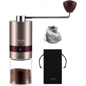 Cmws-Vevok Chef Moulin À Café Manuel Avec 6 Réglages Externes Pour Espresso À French Press, Meule Conique En Acier Inoxydable, Idéal Pour Maison, Bureau Ou Voyages, Or Rose - Neuf