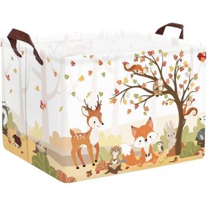 Tianyi-Panier Rangement B&eacute;b&eacute; Animaux For&ecirc;t Corbeille &Agrave; Linge Sale Gar&ccedil;on Fille Pour V&ecirc;tement Boite De Rangement Jouet Pour Salle De Bain Chambre &Agrave; Coucher,&Eacute;cureuil Renard,40 * 30 * 30 Cm - Neuf