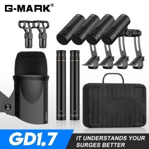 Kit De Microphone &Agrave; Tambour G-Mark Gd1.7,Instruments De Musique,Micro Pour Groupe Dj,Sc&egrave;ne,Performance Instrumentale,Enregistrement En Direct Avec &Eacute;tui.Black. - Neuf