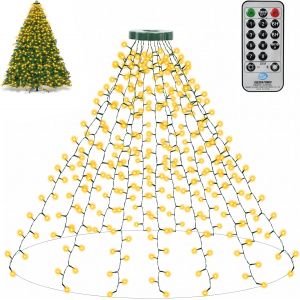 Jgd-Lumi&egrave;res De Sapin De No&euml;l, 2,5m 16 Fils 400 Led Avec Anneau, 8 Modes Et Timer, Guirlande F&eacute;e Cascade Imperm&eacute;able Pour D&eacute;co No&euml;l Int&eacute;rieur Ext&eacute;rieur (Blanc Chaud) - Neuf