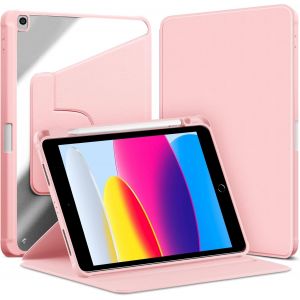 LORANKA-Coque Rotatif pour iPad 9&egrave;me/8e/7e G&eacute;n&eacute;ration 10,2 Pouces avec Porte-Stylet, iPad Air 10,5 3&egrave;me G&eacute;n&eacute;ration/Pro 10,5 &Eacute;tui &agrave; Rabat, Transparent Dos Housse, Support Rotative &agrave; 360 Degr&eacute;s, Rose - Neuf