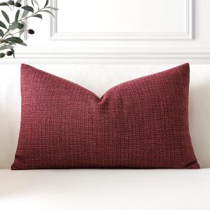 Housse de Coussin,Lot de 1 en Lin Canapé Taie d'oreiller de Couleur Pure pour Maison Salon Chambre Décoration D'intérieur (Bordeaux,30x50cm) - Neuf