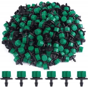 200pcs Goutteur Irrigation Réglable, 1/4'' Système Dirrigation Goutte à Goutte Micro Flow Drip Head Buses de Brouillard Dirrigation pour Jardins Potagers ou Massifs de Fleurs (Vert) - Neuf