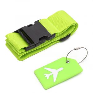 (Vert) 4 Sangles De Valise, Sangles De Bagage, Sangles De Valise, Lot De 4 Sangles De Bagage Réglables, 4 Étiquettes De Bagage En Silicone Avec Étiquette De Nom Et D'adresse, 4 Sangles De Bagage - Neuf