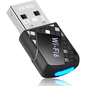 LETNERNY-Clé Wifi 6 Usb Pc, Ax900 Cle Wifi Pour Pc, Adaptateur Usb Wifi Double Bande 5Ghz 600Mbps + 2.4Ghz 286Mbps, Mini Dongle Compatible Avec Windows 11/10/7 - Neuf