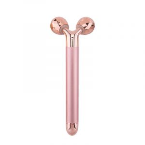 3 En 1 Électrique Jade Rouleau, 3d Du Visage De Rouleau Et Le Visage Masseur, Quartz Rose - Neuf
