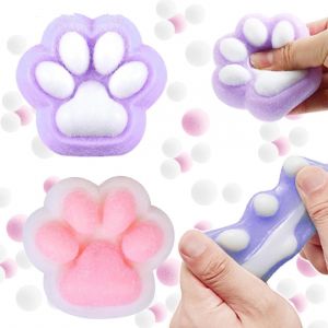 Kal-2 Pièces Jouets Patte De Chat, Forme De Griffe De Chat Squeezie Jouets, Nouveau Jouet En Silicone Squeeze Patte De Chat Kawaii, Pour Décompresser Émotions, Parfait Pour Détente Et Fête (Bleu Rose - Neuf