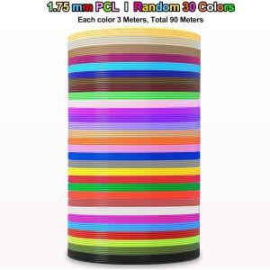 MEVRONISSHOP-Recharges de filament pour stylo 3D, 30 couleurs basse temp&eacute;rature, fils PCL de 1,75 mm, 90 m&egrave;tres au total, compatible avec le stylo 3D MYNT3D Junior2 (stylo 3D non inclus), non utilis&eacute; - Neuf