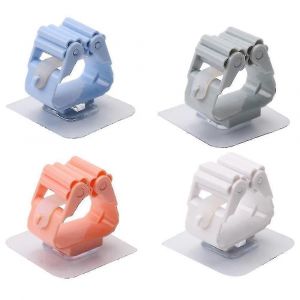 8pcs Vadrouille Balai Porte Mural,Pas De Per&ccedil;age Vadrouille Brosse Porte-Adh&eacute;sif Auto-Adh&eacute;sif,Organisateur De Produits De Nettoyage Pour Potager Salle De Bain Garage (4colors - Neuf