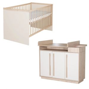 Chambre enfant &eacute;volutive effet noyer et cachemire - Neuf