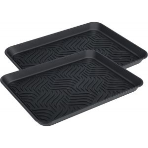 KGABERY-Lot De 2 Égouttoirs À Chaussures 43x33x3 Cm-Grand Bac D'Égouttement À Chaussures Pour Neigeuses Et Pluvieux Automne-Hiver (43x33x3) - Neuf