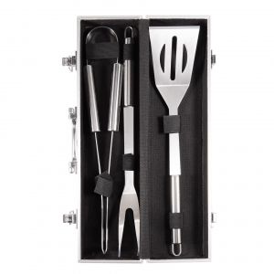 Ensemble D'ustensiles Pour Barbecue, Ensemble D'ustensiles Pour Grillades, Boîtier En Aluminium, 3 Ustensiles En Acier Inoxydable, Matériau : Alliage D'aluminium - Neuf