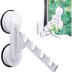 Séchoir à linge mural pliable - Porte-manteau de balcon invisible, ventouses puissantes, sans perforation, fenêtre multifonction, quatre fentes pour salle de bain et chambre à coucher - Neuf