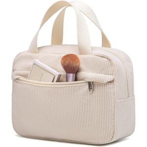 MAA-Trousse de maquillage, trousse de maquillage de voyage, trousse à bijoux, sac cosmétique, sac cosmétique, organisateur pour femmes et filles, beige, Classique - Neuf