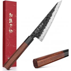 Jexnovashop-Acier Plaqu&eacute; Couteau Universel, Tranchant Comme Un Rasoir Petit Couteau De Cuisine, Couteau D'office Couper Les Fruits Et L&eacute;gumes, Manche Octogonal En Bois Rouge - Neuf