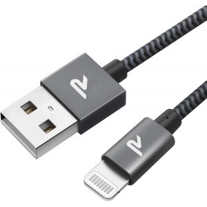 RAMPOW C&acirc;ble iPhone 1m Certifi&eacute; Apple MFi, iPhone Chargeur Fibre de Nylon Tress&eacute; avec Ultra R&eacute;sistant, C&acirc;ble Lightning pour iPhone 14 13 12 11 Pro Max XR XS X 8 7 6 Plus SE iPad- Gris Fonc&eacute; - Neuf