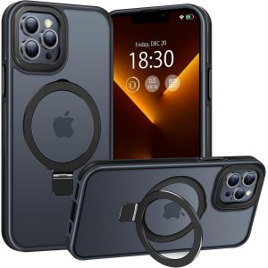 JGD-pour iPhone 13 Pro Coque Anneau de Support Magn&eacute;tique Robuste Invisible, Coque Militaire Translucide Givr&eacute;e, R&eacute;sistante aux Chocs, aux Rayures et aux Empreintes Digitales (Noir) - Neuf
