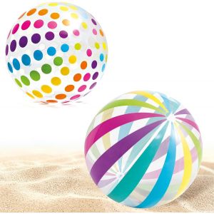 KAL-2 Pièces Ballon De Plage - Ballon De Plage Gonflable -Ballon Gonflable Dots Colorés De 53 Cm - Boules De Jouets Gonflables Pour Les Fêtes Hawaïennes, Les Fêtes De Plage Et Les Piscine - Neuf