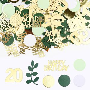 Lot 200 Confettis D&eacute;coratifs 20e Anniversaire - Vert Dor&eacute; - D&eacute;coration Table D'anniversaire 20 Ans - D&eacute;coration &Agrave; Disperser 20e Anniversaire - D&eacute;coration D'anniversaire 20 Ans Grsd202400 - Neuf