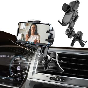 Support De Téléphone Portable Pour Grille D'aération De Voiture, Universal Porte Téléphone Poignée Rotative À 360° [Ne Bloque Jamais La Ventilation] Adapté Aux Smartphones De 3 À 7 Pouces - Neuf