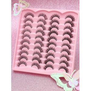 Ore-3/5/10 Paires De Cils Oeil De Chat Faux Cils De Vison Ailé Extrémité Oeil Cils Allongés Naturel Long Manga Cils Faux Cils Maquillage-20pairs-K002- - Neuf