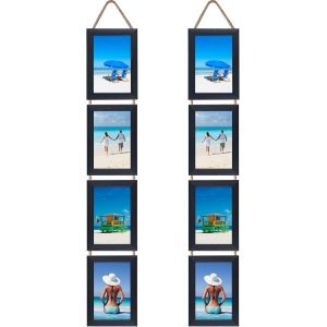 Cadre Photo 10x15 Noir avec Quatre Cadres, Cadre 4 Photos Collages &agrave; Suspendu pour D&eacute;corer La Maison, Le Salon, Le Bureau - Neuf