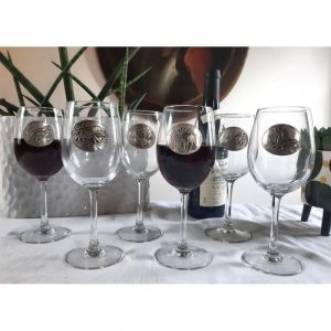 Verres &Agrave; Vin 360 Ml D&eacute;cor &Eacute;tain Relief De Gibiers 6 Pi&egrave;ces - Neuf