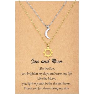 Moon Sun Necklace, Christmas Gift X Necklaces For Best Friend, Necklace For Women, Friendship Jewellery Gifts For Bff Friends Sister Woman Girl Couple Mother Daughter Birthday Christmas Gift - Neuf