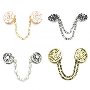 Lot De 4 Pinces À Cardigan Pour Femme, Pinces À Pull Vintage Avec Fleurs En Strass, Chaîne De Pull En Métal Pour Jupe Et Écharpe, Pince À Cardigan Créative - Neuf
