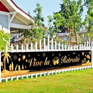 ERYI-Vive La Retraite Bannière Pour Retraite Décoration, Français Retraite Bannière Pour Retraite Fête Décoration, Retraite Extérieur Intérieur Jardin Décoration, 270 * 40Cm, 270 * 35Cm - Neuf