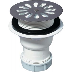 Bonde de douche droite en plastique pour receveurs &oslash;60,blanc et chrom&eacute; - Neuf