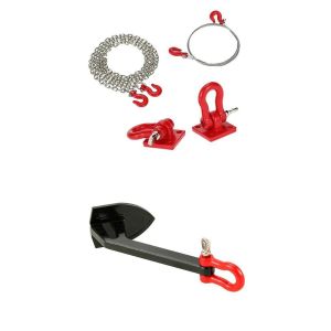 Rc Crawler Tow Hook+Trailer+Steel Tow Chain+Winch Anchor Set For Axial Scx10 - Neuf