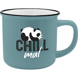 Eryi-Mug Motif Chill Mal | Porcelaine D'os, Aspect Émaillé, 35 Cl | Cadeau Amusant | 47516 - Neuf