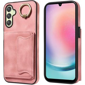 Kal-Coque Pour Samsung Galaxy A25 5g, Ultra Mince Tpu Anti-Chute Et Antichoc Protection Housse Cover, Avec Support De Bague Et Fente Pour Carte Silicone Etui Case (Rose) - Neuf