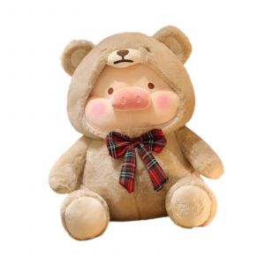Peluche Cochon Adorable Ours En Peluche Douce Pour Enfants, Jouet De Chambre D'enfant Marron-Kaki - Neuf