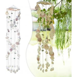 Carillons éoliens d'extérieur 90 cm, coquillages, décoration de fenêtre, carillons éoliens suspendus pour fenêtre, mur, chambre, patio, balcon - Neuf