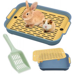 Bac Litiere Lapin,Petit Animal Toilette,Bac A Litiere,Entraîneur De Pot Utilisation En Cage,Lapin Bac À Litière Pour Petits Animaux/Hamster/Chinchilla (Bleu) - Neuf
