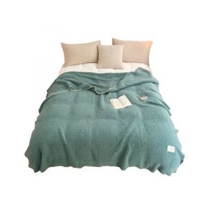 Couverture Sherpa 200 X 230 Cm, Polaire Verte, Douce Et Confortable, Id&eacute;ale Pour La Maison, Les Voyages Et Le Camping. - Neuf