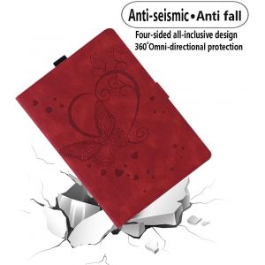 Samsung Tab S9 Ultra Coque 14.6"" Tab S8 Ultra Coque, Pu Butterfly Cuir En Relief Avec Fonction Du Support, Sommeil Automatique/Sillage Pour Tab Sm-X910b X900, Rouge[Coq9128615] - Neuf