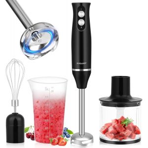 NouvelHorizonstore-4-en-1Mixer Plongeur, Mixeur Plongeant Multifonction 500w, 2 Vitesses Variables, avec Fouet, Hachoir de 500ml et Verre Doseur 700 ml, pour Pr&eacute;parations, B&eacute;b&eacute;S, Soupes, Smoothies et - Neuf