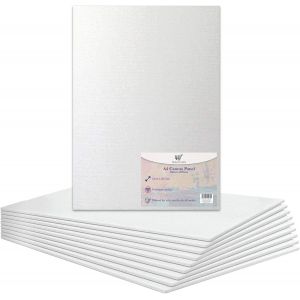Lot de 10 panneaux de toile vierge A4 100% coton pour peinture &iquest;&iquest; l'huile, peinture acrylique, supports mixtes, sans acide, blanc (format A4 - 210 x 297 mm) - Neuf