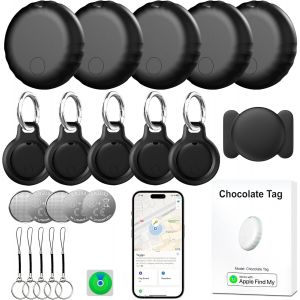 MEVRONISSHOP-Lot de 5 trackers GPS intelligents pour voiture, sans abonnement, compatibles avec Apple &laquo; Wo Ist? &raquo; (iOS uniquement), mini localisateur de cl&eacute;s pour cl&eacute;s, bagages, valises, traqueur Blu - Neuf