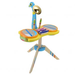 Batterie En Bois Pour Enfant, Jouet Educatif Precoce, Simulation D'instrument De Musique - Neuf