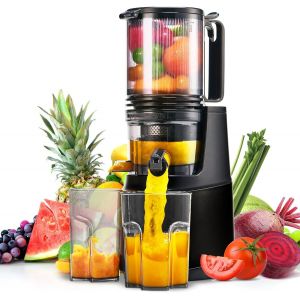 LETNERNY-Extracteur De Jus De Fruits Et Légumes, Ouverture De 13.5Cm Capacité De 2L Machine A Jus De Fruit, Slow Jucier Facile À Installer,Noir - Neuf