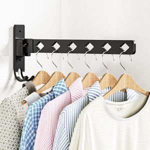 S&eacute;choir &agrave; linge mural rotatif &agrave; 180&deg;, cintre mural en alliage d'aluminium, &eacute;tag&egrave;res suspendues pour balcon, salle de bain, A - Neuf